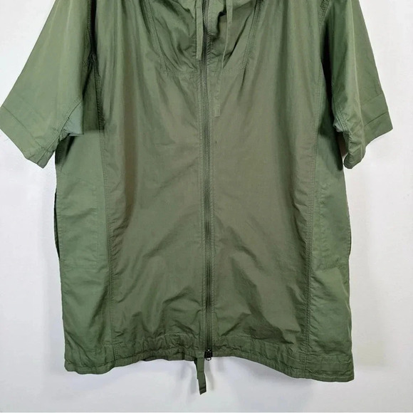 JNBY Hooded Cotton Green Army Full  Zip Short Sleeve Jacket - Picture 7 of 16